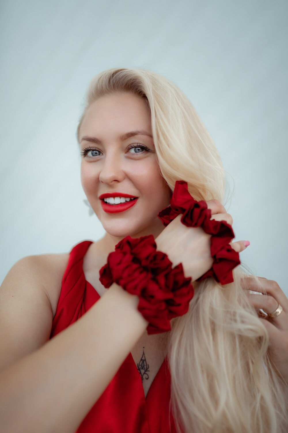 Natural Silk Hair Band Red Tons and More 1 pcs. - Image 2