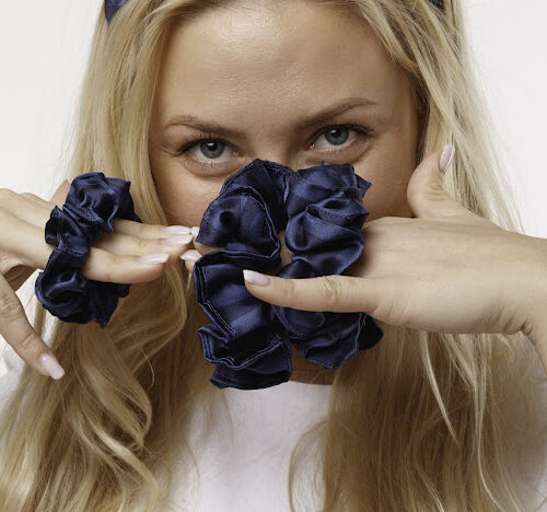 Natural Silk Hair Band Blue Sea gang 1pc
