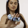Natural Silk Hair Band Blue Gang With Marks 1pc