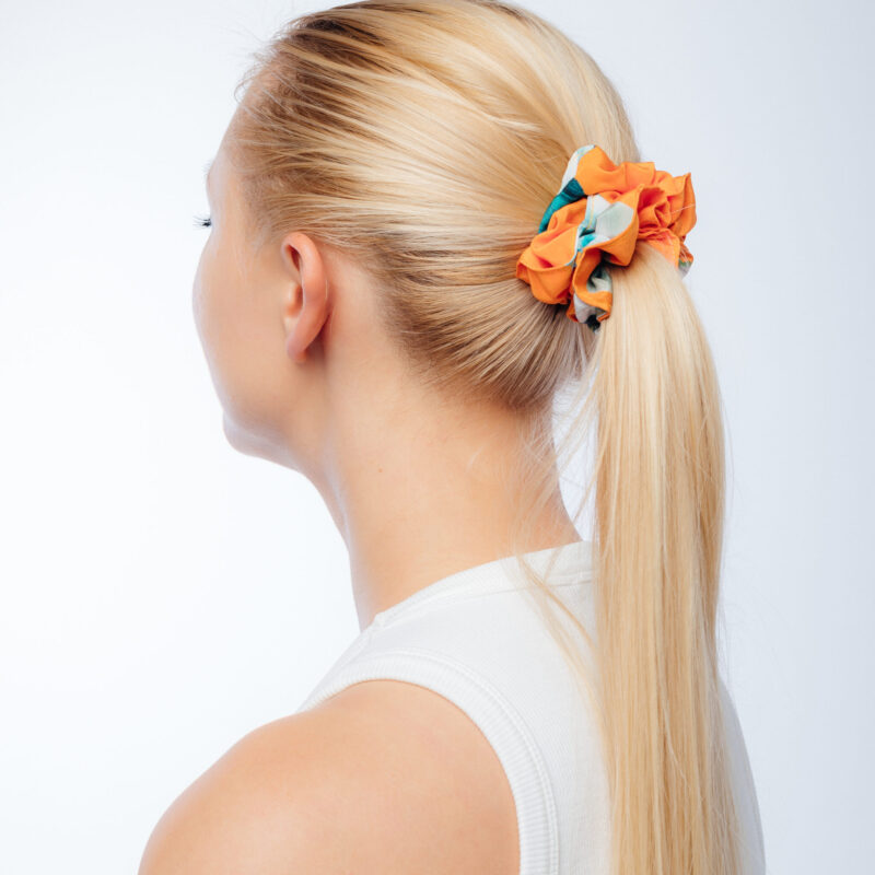 Natural Silk Hair Band Orange 1pc