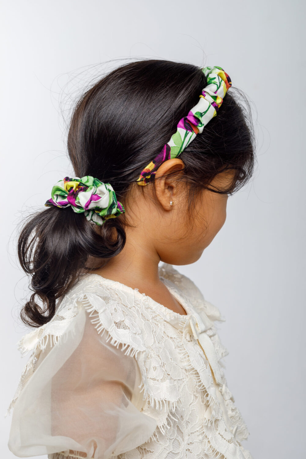 Natural silk hair band flowers 1pc