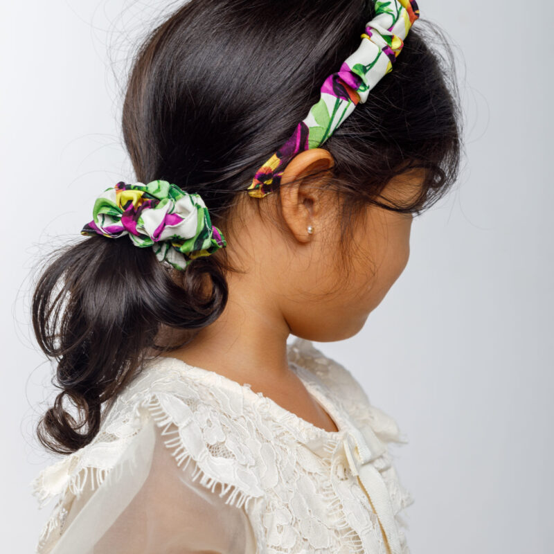 Natural silk hair band flowers 1pc