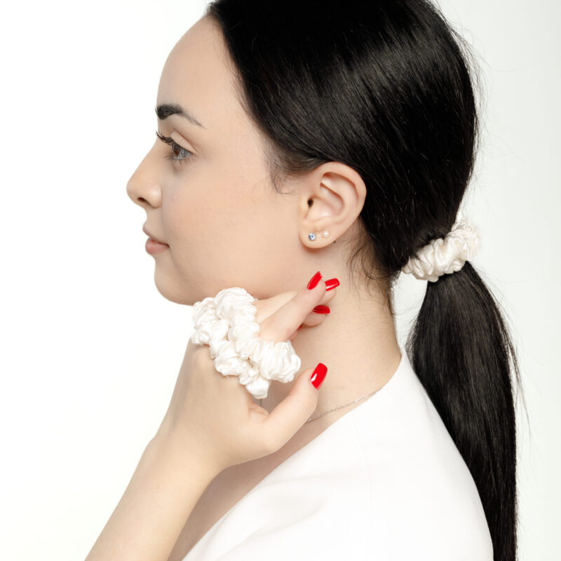 Natural Silk Hair Band White small